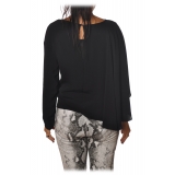 Patrizia Pepe -Tunic Blouse Model Asymmetrical - Black - Shirt - Made in Italy - Luxury Exclusive Collection