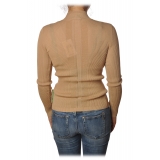 Patrizia Pepe - Sweater with Long Sleeves in Stretch Yarn - Beige - Pullover - Made in Italy - Luxury Exclusive Collection