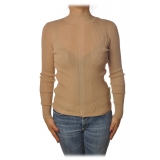 Patrizia Pepe - Sweater with Long Sleeves in Stretch Yarn - Beige - Pullover - Made in Italy - Luxury Exclusive Collection
