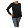 Patrizia Pepe - Maglia Girocollo con Apertura sul Davanti - Nero - Pullover - Made in Italy - Luxury Exclusive Collection