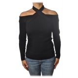 Patrizia Pepe - Sweater Nude Shoulders Crew-neck Detail - Black - Pullover - Made in Italy - Luxury Exclusive Collection