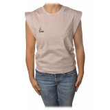 Patrizia Pepe - T-shirt Senza Maniche con Apertura Dietro - Rosa Chiaro - T-Shirt - Made in Italy - Luxury Exclusive Collection