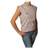 Patrizia Pepe - Sleeveless T-Shirt with Opening on the Back - Light Pink - T-shirt - Made in Italy - Luxury Exclusive Collection