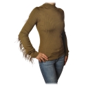 Patrizia Pepe - Sweater with Removable Feather Insert - Camel - Pullover - Made in Italy - Luxury Exclusive Collection