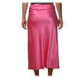 Patrizia Pepe - Midi Skirt High Waist Satin Effect - Shocking Pink - Skirt - Made in Italy - Luxury Exclusive Collection