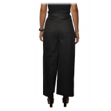 Patrizia Pepe - High Waist Wide Leg Trousers with Belt - Black - Trousers - Made in Italy - Luxury Exclusive Collection
