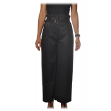 Patrizia Pepe - High Waist Wide Leg Trousers with Belt - Black - Trousers - Made in Italy - Luxury Exclusive Collection