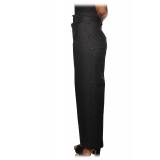 Patrizia Pepe - High Waist Wide Leg Trousers with Belt - Black - Trousers - Made in Italy - Luxury Exclusive Collection