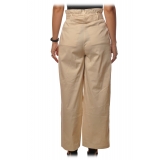 Patrizia Pepe - High Waist Wide Leg Trousers with Belt - Sand - Trousers - Made in Italy - Luxury Exclusive Collection