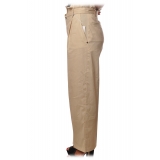 Patrizia Pepe - Pantalone a Vita Alta con Cintura Gamba Ampia - Sabbia - Pantalone - Made in Italy - Luxury Exclusive Collection
