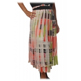 Patrizia Pepe - Midi Skirt Plissè Effect in Pattern - Multicolor - Skirt - Made in Italy - Luxury Exclusive Collection