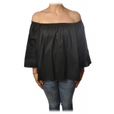 Patrizia Pepe - Shirt Blouse Model with Elastic - Black - T-shirt - Made in Italy - Luxury Exclusive Collection