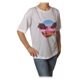 Patrizia Pepe - T-shirt Round-Neck Model with Print and Strass - White - T-shirt - Made in Italy - Luxury Exclusive Collection