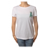 Patrizia Pepe - T-shirt con Ricamo Perline a Forma di Mosca - Bianco - T-Shirt - Made in Italy - Luxury Exclusive Collection