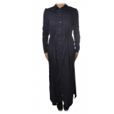 Patrizia Pepe - Long Model Dress with Shirt Collar - Indigo - Dress - Made in Italy - Luxury Exclusive Collection