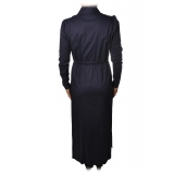 Patrizia Pepe - Long Model Dress with Shirt Collar - Indigo - Dress - Made in Italy - Luxury Exclusive Collection