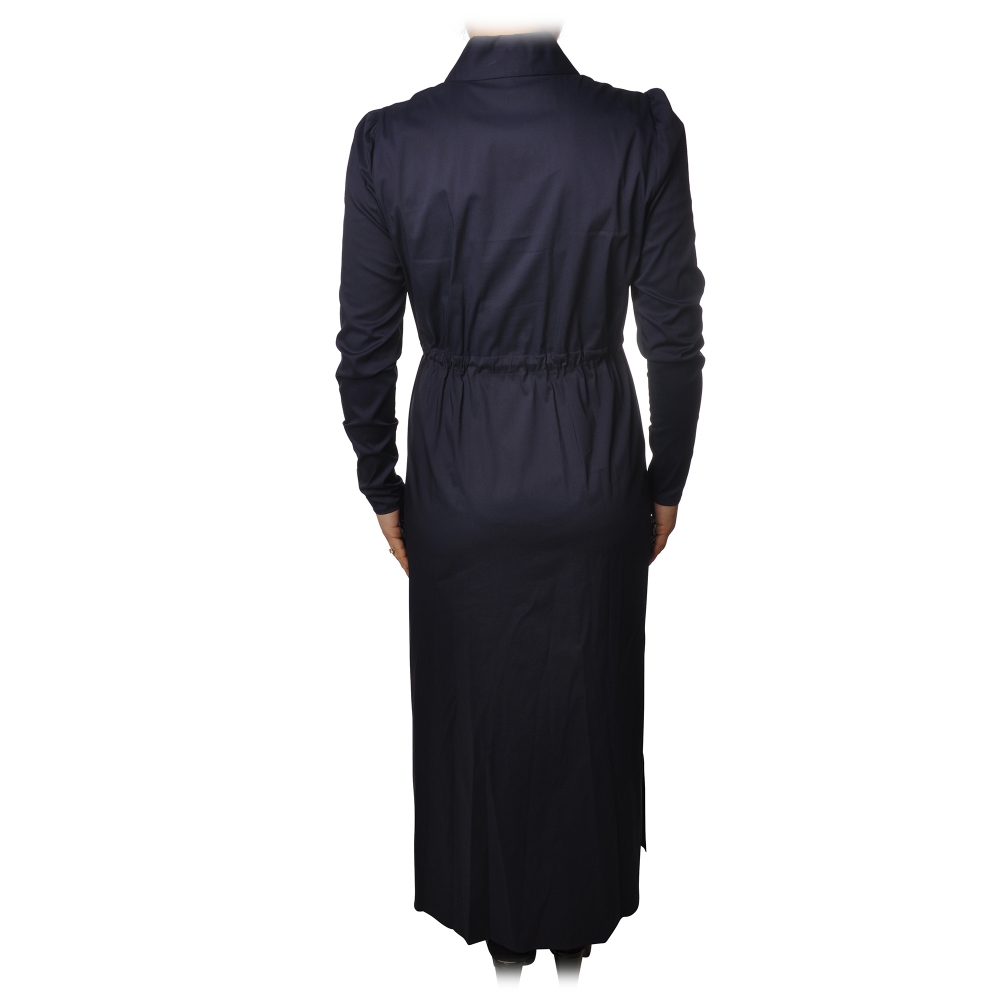 Patrizia Pepe - Long Model Dress with Shirt Collar - Indigo - Dress ...