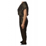 Patrizia Pepe - Jumpsuit Model Wide Trousers in Pinstripe - Black/Gold - Dress - Made in Italy - Luxury Exclusive Collection