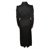 Patrizia Pepe - Long Model Dress with Shirt Collar - Black - Dress - Made in Italy - Luxury Exclusive Collection
