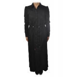 Patrizia Pepe - Long Model Dress with Shirt Collar - Black - Dress - Made in Italy - Luxury Exclusive Collection