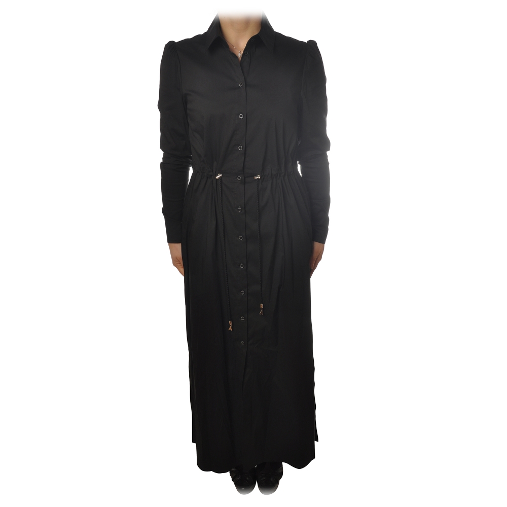 Patrizia Pepe - Long Model Dress with Shirt Collar - Black - Dress ...