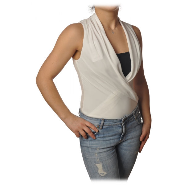 Patrizia Pepe - Body Sleeveless with Crossed V-neck - White - Shirt - Made in Italy - Luxury Exclusive Collection