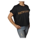 Patrizia Pepe - Felpa Over Manica Corta con Apertura sul Retro - Nero - T-Shirt - Made in Italy - Luxury Exclusive Collection