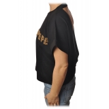 Patrizia Pepe - Sweatshirt Short Sleeve with Opening on the Back - Black - T-shirt - Made in Italy - Luxury Exclusive Collection
