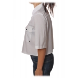 Patrizia Pepe - 3/4 Sleeve Shirt with Buttons in Contrast - White - Shirt - Made in Italy - Luxury Exclusive Collection
