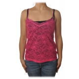 Patrizia Pepe - V-neck Tank Top in Stretch Lace - Fuxsia - T-shirt - Made in Italy - Luxury Exclusive Collection