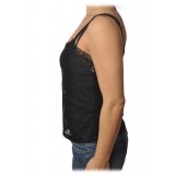 Patrizia Pepe - V-neck Tank Top in Stretch Lace - Black - T-shirt - Made in Italy - Luxury Exclusive Collection