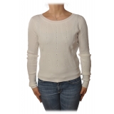 Patrizia Pepe - Crew-neck Ribbed Sweater - White - Pullover - Made in Italy - Luxury Exclusive Collection