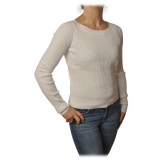 Patrizia Pepe - Crew-neck Ribbed Sweater - White - Pullover - Made in Italy - Luxury Exclusive Collection