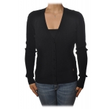 Patrizia Pepe - Cardigan Model with Buttons and V-neck - Black - Pullover - Made in Italy - Luxury Exclusive Collection