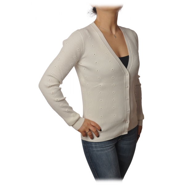 raken uitroepen Secretaris Patrizia Pepe - Cardigan Model with Buttons and V-neck - White - Pullover -  Made in Italy - Luxury Exclusive Collection - Avvenice