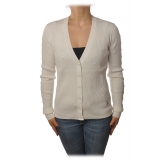 Patrizia Pepe - Cardigan Model with Buttons and V-neck - White - Pullover - Made in Italy - Luxury Exclusive Collection