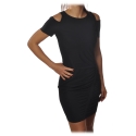 Patrizia Pepe - Short Dress with Short Sleeves and Nude Shoulders - Black - Dress - Made in Italy - Luxury Exclusive Collection