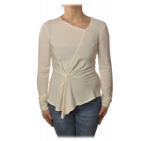 Patrizia Pepe - Blouse with Crossed Fabric Detail - Cream - Shirt - Made in Italy - Luxury Exclusive Collection