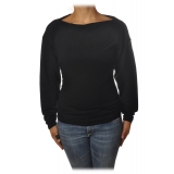 Patrizia Pepe - Boat Neck Sweater with Sash - Black - Pullover - Made in Italy - Luxury Exclusive Collection