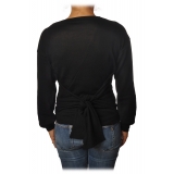 Patrizia Pepe - Boat Neck Sweater with Sash - Black - Pullover - Made in Italy - Luxury Exclusive Collection
