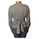 Patrizia Pepe - Boat Neck Sweater with Sash - Gray Melange - Pullover - Made in Italy - Luxury Exclusive Collection