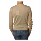 Patrizia Pepe - Sweater Crew-neck in Laminated Yarn - Beige - Pullover - Made in Italy - Luxury Exclusive Collection