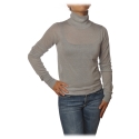 Patrizia Pepe - High Collar Sweater in Laminated Yarn - Light Grey - Pullover - Made in Italy - Luxury Exclusive Collection