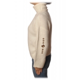 Pinko - Sweater Guyana High Neck Oversized with Studs - White - Sweater - Made in Italy - Luxury Exclusive Collection