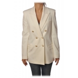 Pinko - Jacket Chinotto3 Double-breasted with Gold Buttons - White - Jacket - Made in Italy - Luxury Exclusive Collection