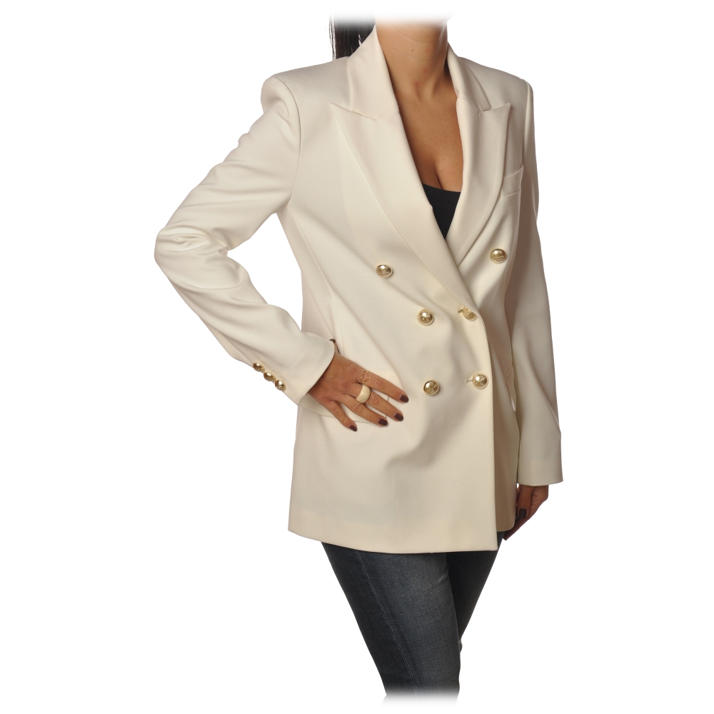 Pinko - Jacket Chinotto3 Double-breasted with Gold Buttons - White ...