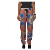 Pinko - Trousers Phebe5 Soft Leg in Pattern - Red/Blue - Trousers - Made in Italy - Luxury Exclusive Collection