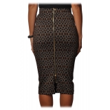 Pinko - Sheath Skirt Ortensio in Geometric Pattern - Black - Skirt - Made in Italy - Luxury Exclusive Collection