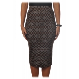 Pinko - Sheath Skirt Ortensio in Geometric Pattern - Black - Skirt - Made in Italy - Luxury Exclusive Collection