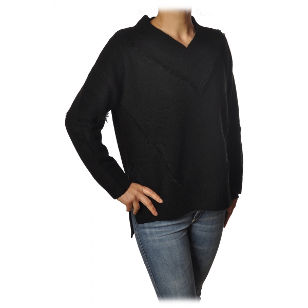 Pinko - Sweater Mozambico Oversized with V-neck - Black - Sweater - Made in Italy - Luxury Exclusive Collection